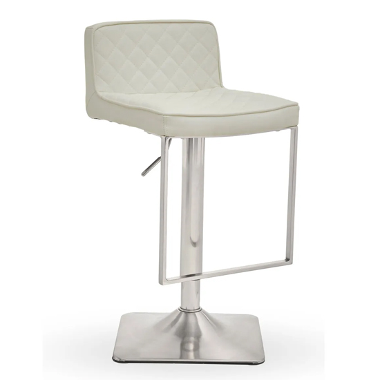 Baino White Leather Bar Chairs With Chrome Footrest In A Pair