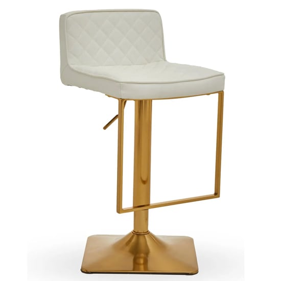 Teki White Faux Leather Bar Stools With Gold Base In Pair_2