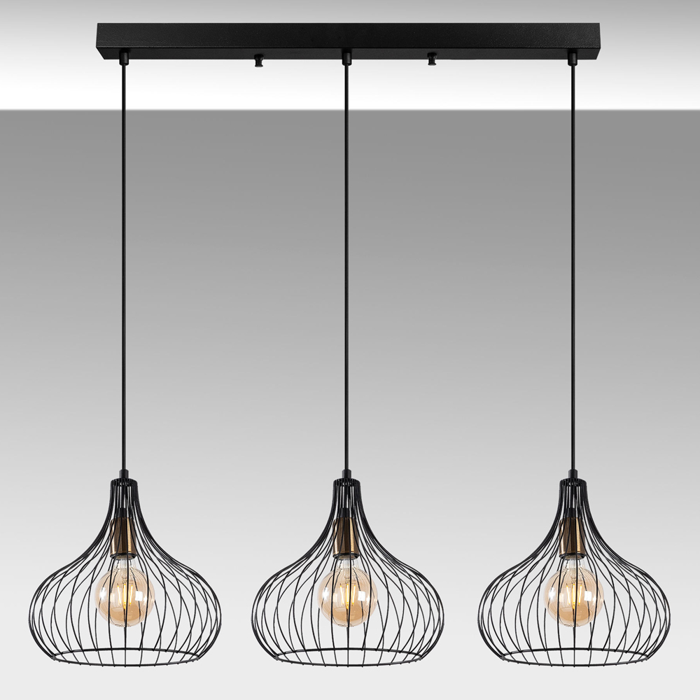 Teldamla 3 Light Metal Ceiling Pendant Light in Black and Antique