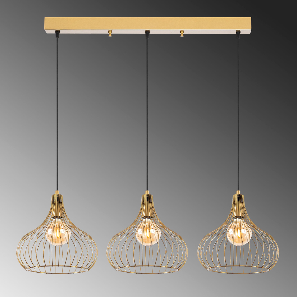 Teldamla 3 Light Metal Ceiling Pendant Light in Gold