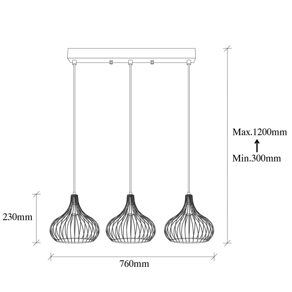 Teldamla 3 Light Metal Ceiling Pendant Light in Gold