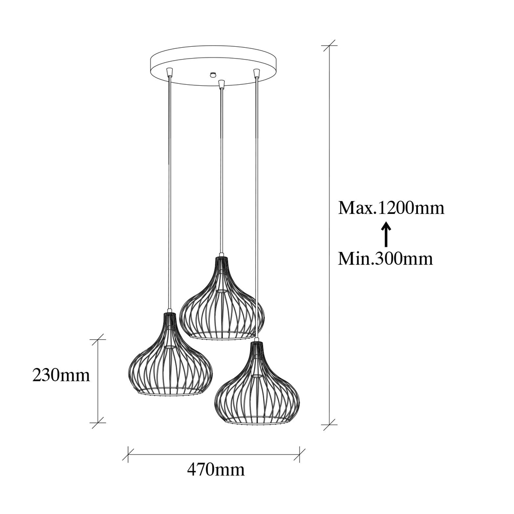 Teldamla 3 Light Metal Drop Ceiling Pendant Light in Gold