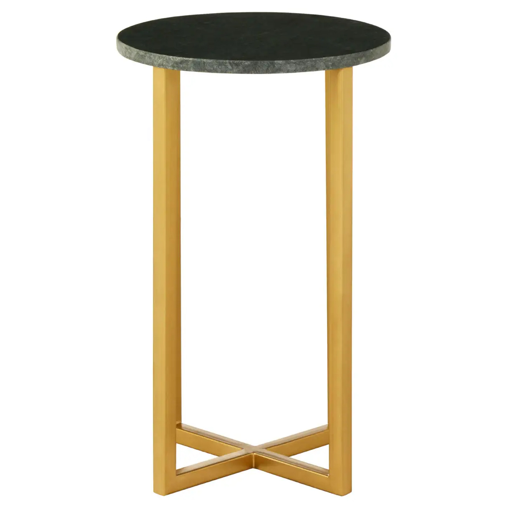 Telluride Green Marble Top Side Table With Gold Frame