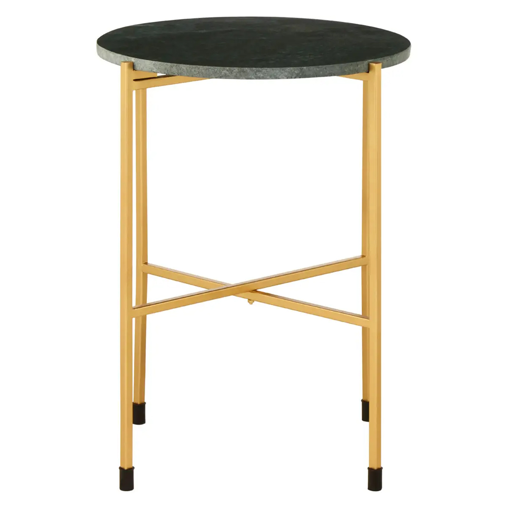 Telluride Green Marble Top Side Table With Gold Legs