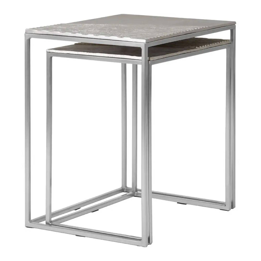 Telluride Metal Nesting Side Tables In Nickel