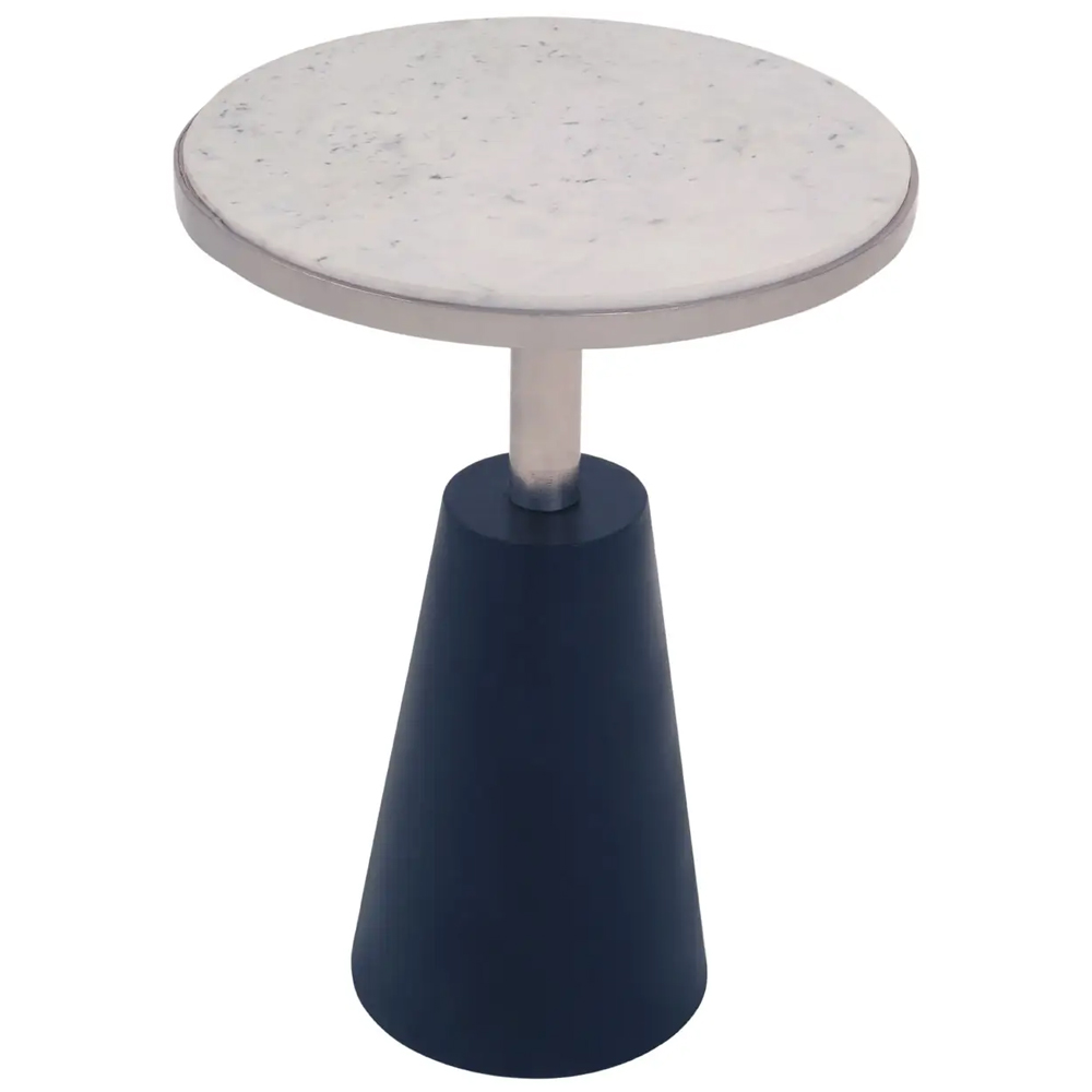 Telluride White Marble Top Nesting Side Tables With Metal Base