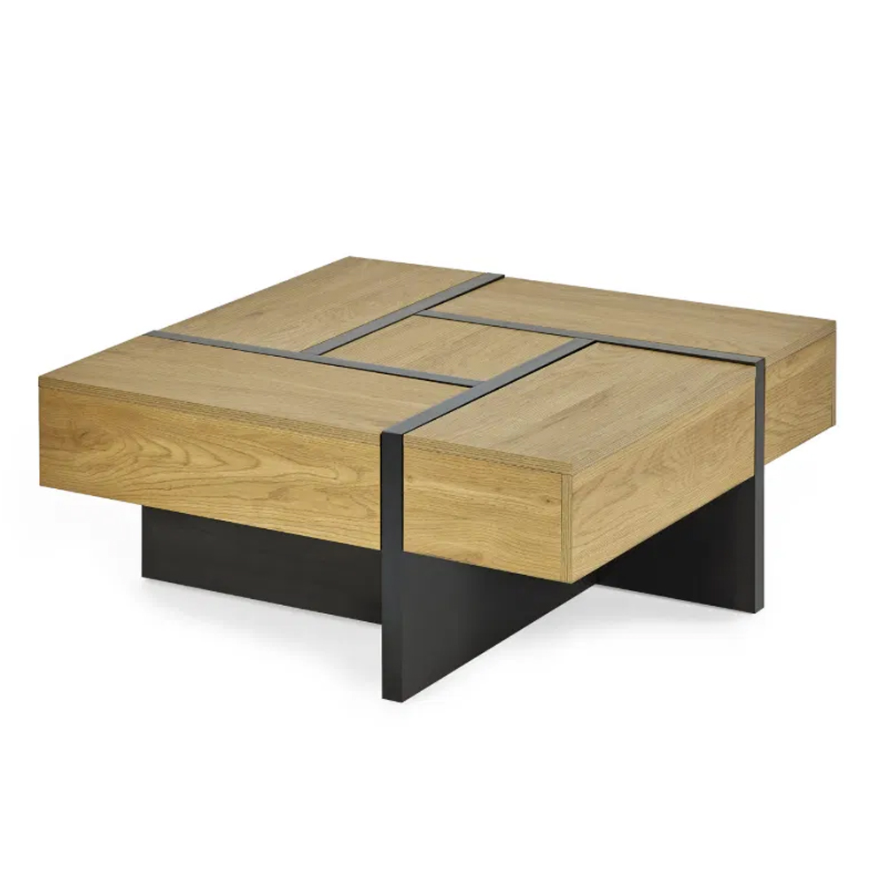 Nova Wooden Square Storage Coffee Table - Light Oak