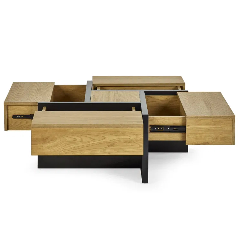 Nova Wooden Square Storage Coffee Table - Light Oak