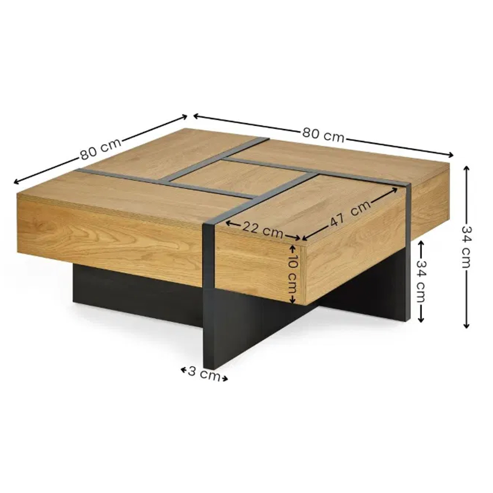 Nova Wooden Square Storage Coffee Table - Light Oak