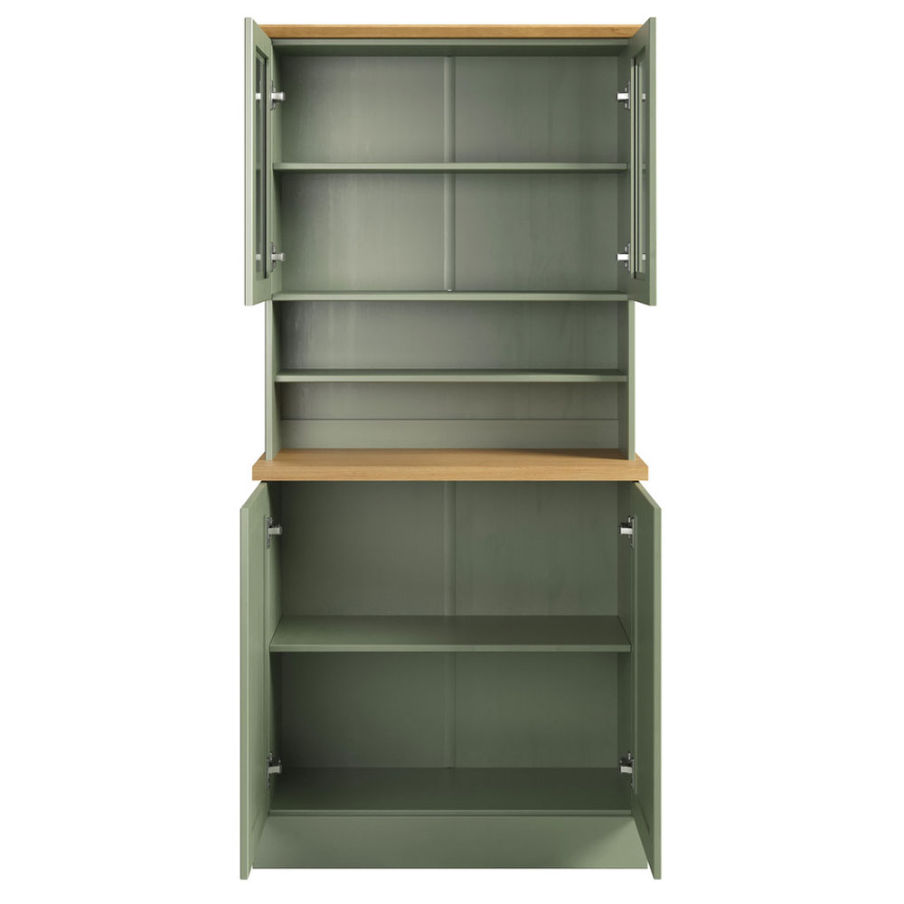 Telmira Wooden Coffee Station with 4 Doors in Sage Green and Stained Wax