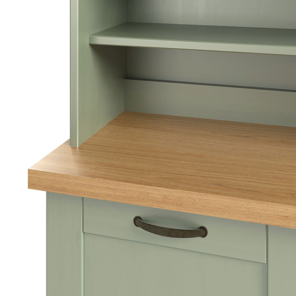 Telmira Wooden Coffee Station with 4 Doors in Sage Green and Stained Wax