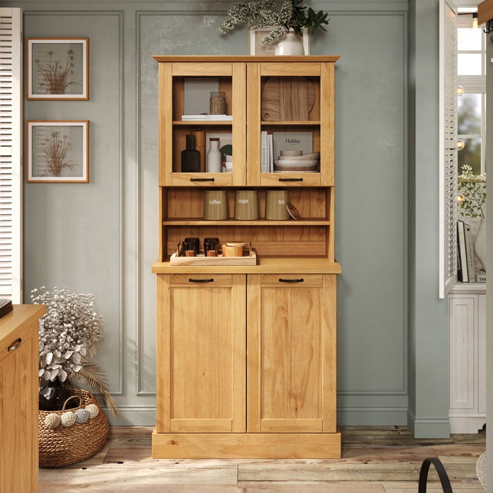 Telmira Wooden Coffee Station with 4 Doors in Stained Wax