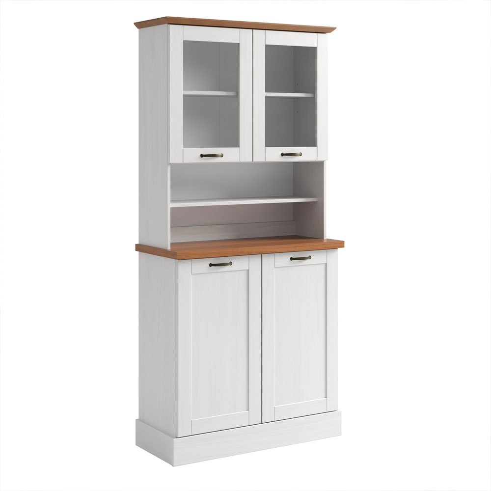 Telmira Wooden Coffee Station with 4 Doors in White and Stained Wax
