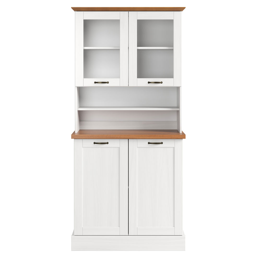 Telmira Wooden Coffee Station with 4 Doors in White and Stained Wax