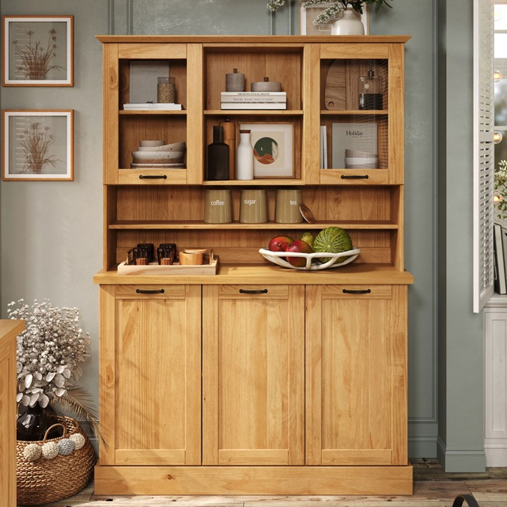Telmira Wooden Coffee Station with 5 Doors in Stained Wax
