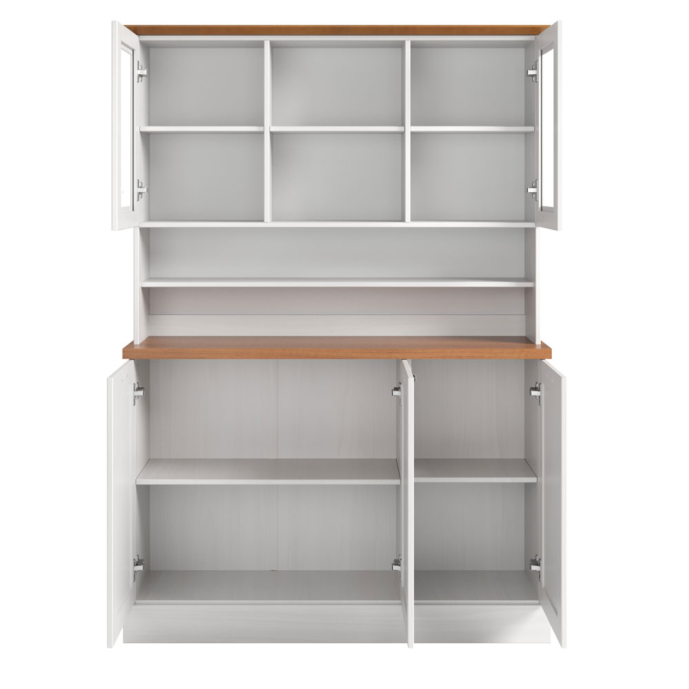 Telmira Wooden Coffee Station with 5 Doors in White and Honey