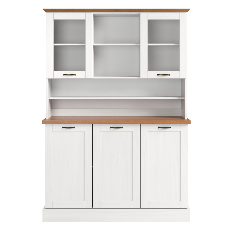 Telmira Wooden Coffee Station with 5 Doors in White and Honey