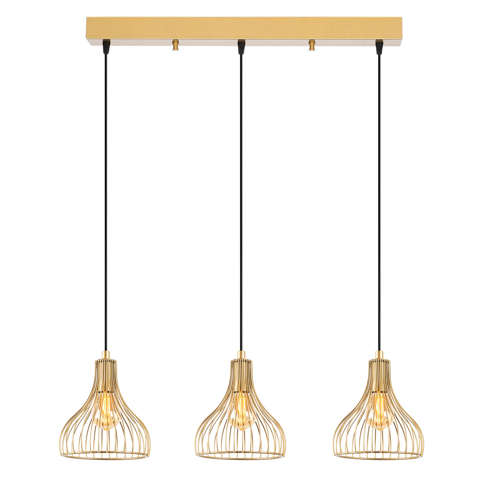 Telyildo 3 Light Metal Ceiling Pendant Light in Gold