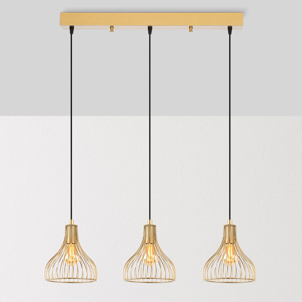 Telyildo 3 Light Metal Ceiling Pendant Light in Gold
