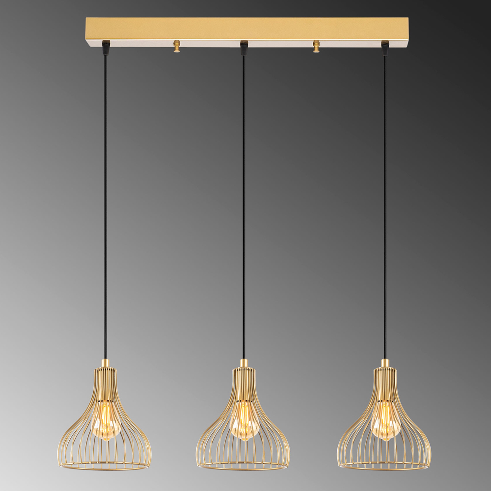 Telyildo 3 Light Metal Ceiling Pendant Light in Gold