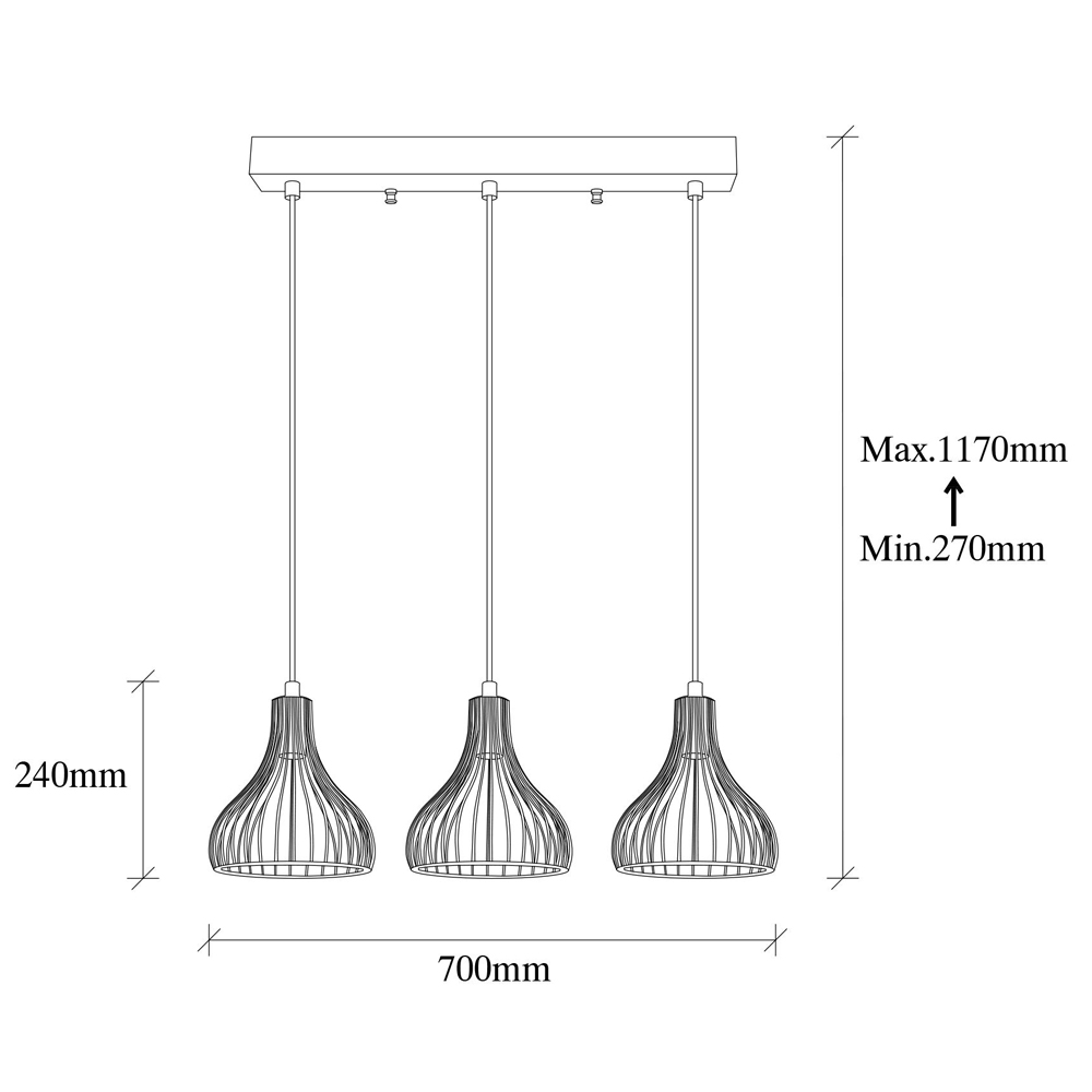 Telyildo 3 Light Metal Ceiling Pendant Light in Gold