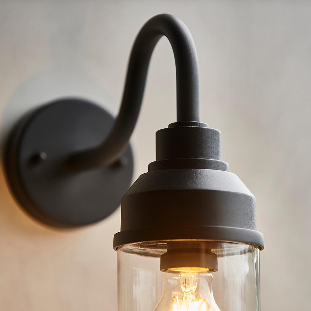 Tempe Aluminium Outdoor Wall Light In Matt Black