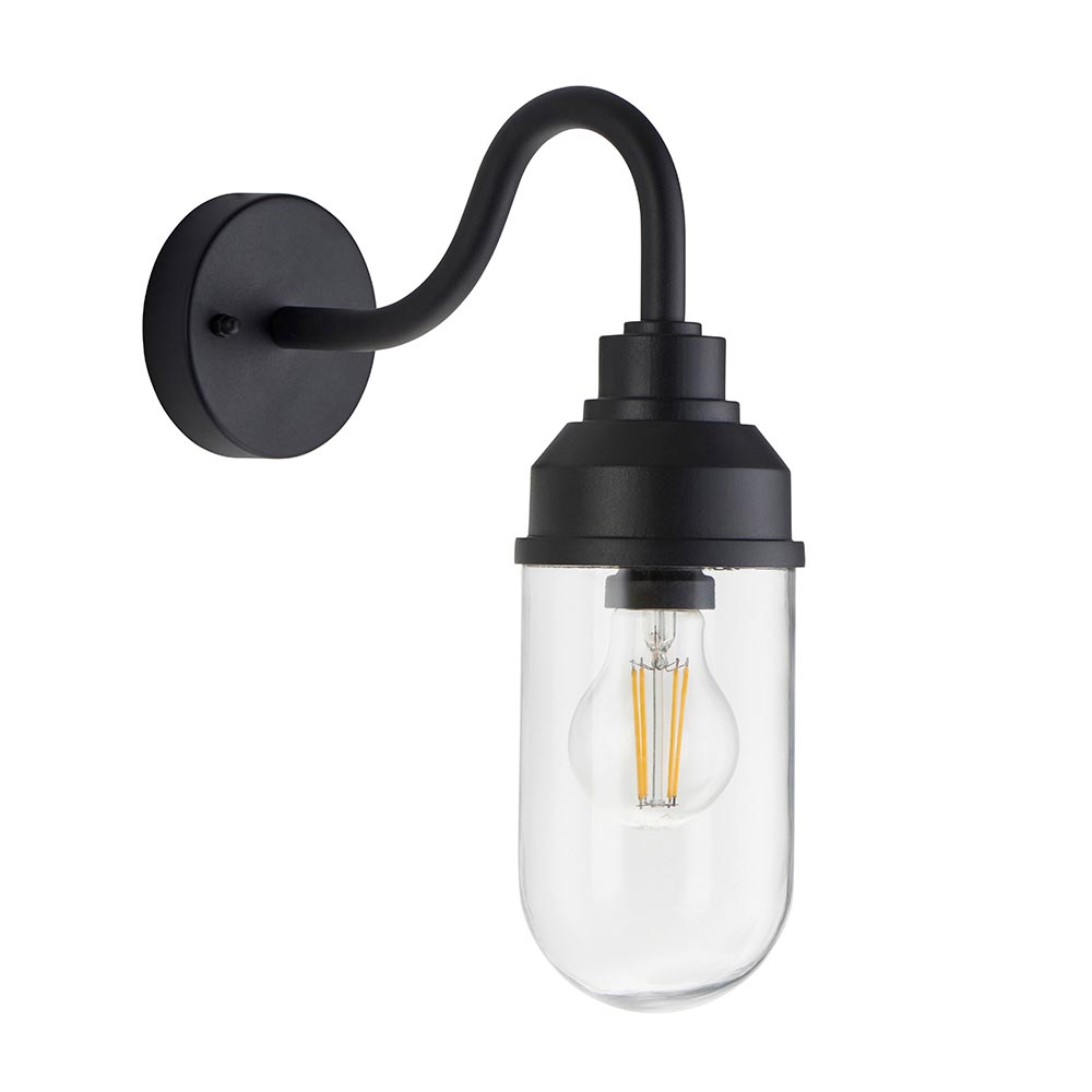 Tempe Aluminium Outdoor Wall Light In Matt Black