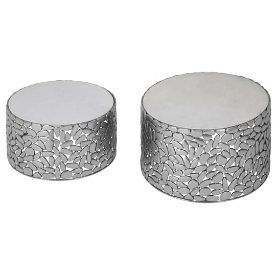 Regulus Set Of 2 Antique Pewter Side Tables In Silver  _2