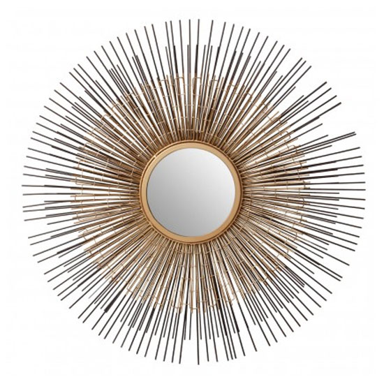 Templars Round Wall Bedroom Mirror In Bronze and Gold Frame