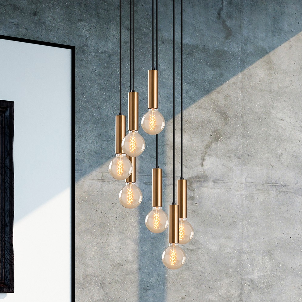 Tempo 7 Light Metal Ceiling Pendant Light in Vintage