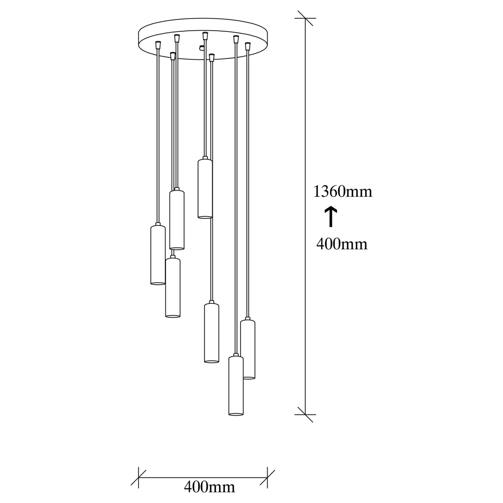 Tempo 7 Light Metal Ceiling Pendant Light in Vintage