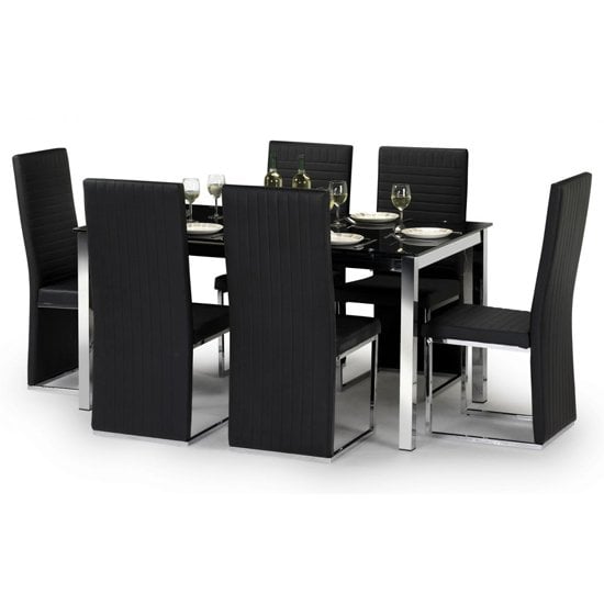 Taisce Glass Dining Set In Black With 4 Chairs_2