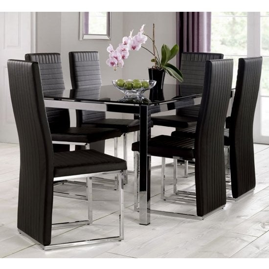 Photo of Taisce glass dining set in black with 4 chairs