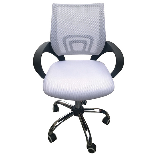 Tenby Home Office Chair In White With Mesh Back And Chrome Base