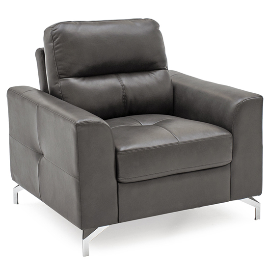 Tenino Leathaire Fabric 1 Seater Sofa In Grey