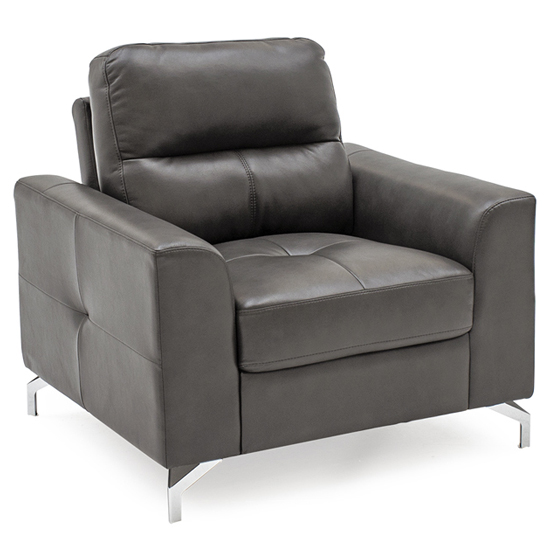 Tenino Leathaire Fabric 1 Seater Sofa In Grey thumbnail