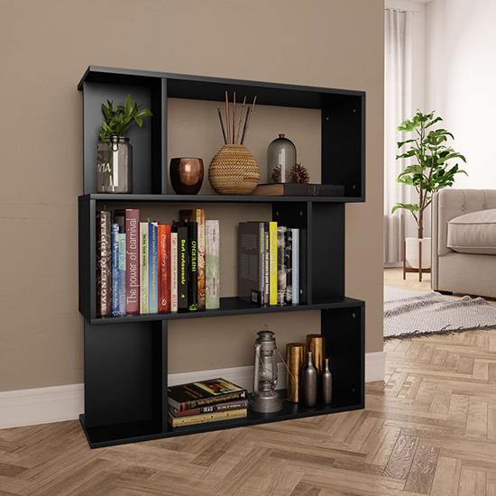 Read more about Tenley wooden bookcase and room divider in black
