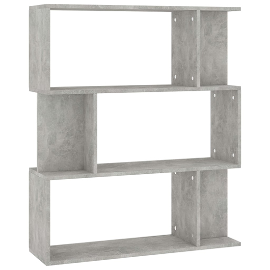 Tenley Wooden Bookcase And Room Divider In Concrete Effect