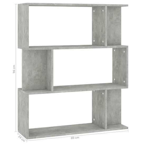 Tenley Wooden Bookcase And Room Divider In Concrete Effect