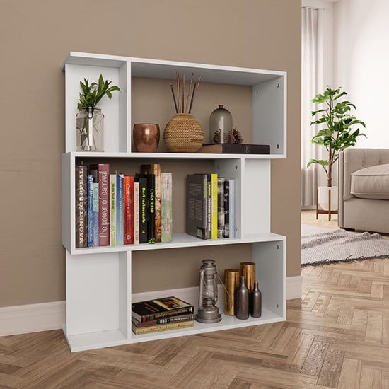 Photo of Tenley wooden bookcase and room divider in white