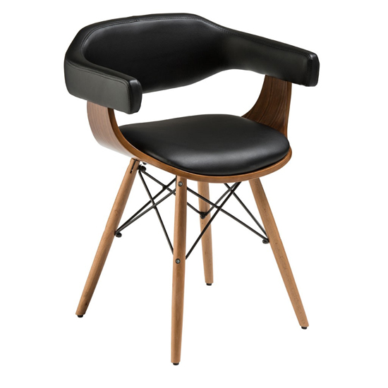 Tenova Black Faux Leather Bedroom Chair With Beech Wooden Legs Furniture in Fashion