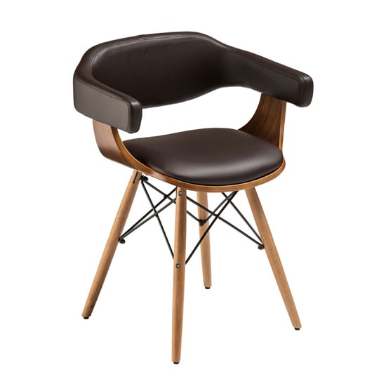 Read more about Tenova brown faux leather bedroom chair with beech wooden legs