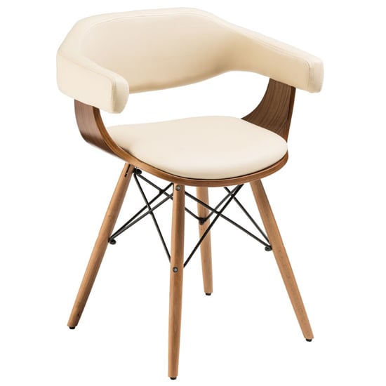 Tenova Cream Faux Leather Bedroom Chair With Beech Wooden Legs
