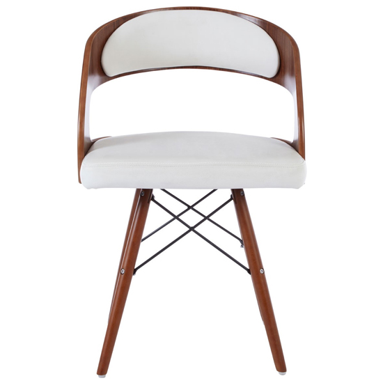 Tenova White Faux Leather Bedroom Chair With Walnut Wooden Legs_3