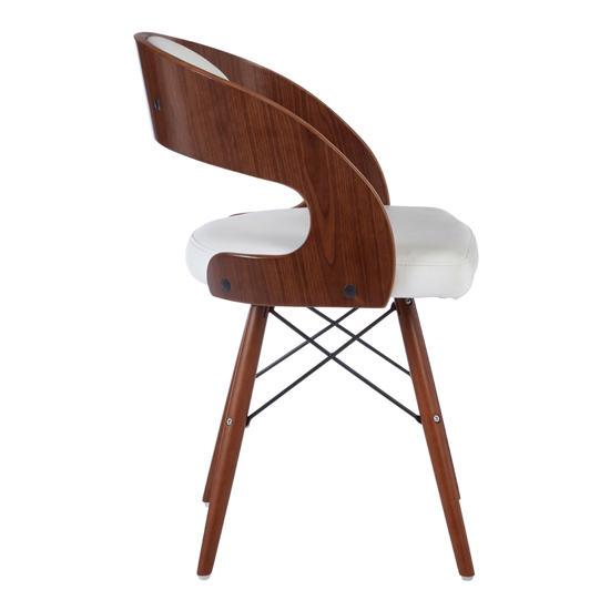 Tenova White Faux Leather Bedroom Chair With Walnut Wooden Legs_4