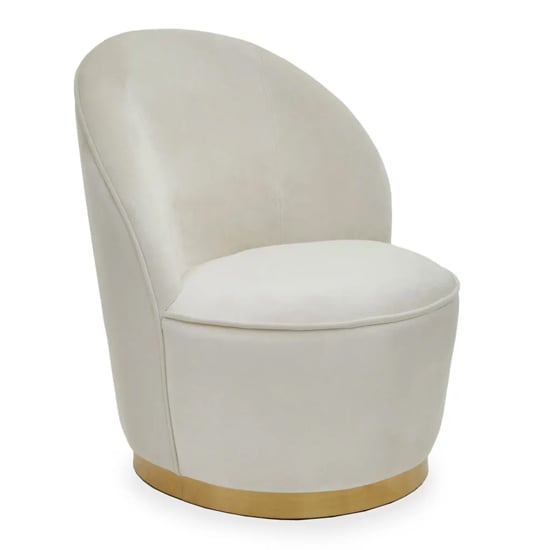 Product photograph of Teos Kids Cream Plush Velvet Swivel Tub Chair With Gold Base from Furniture in Fashion