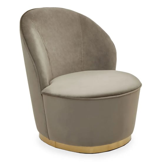 Photo of Teos kids mink plush velvet swivel tub chair with gold base