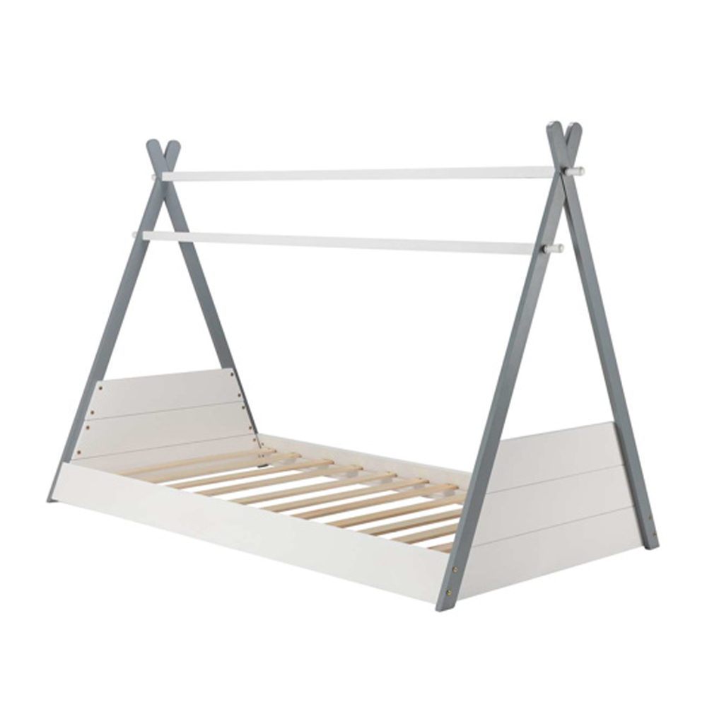Tepees Wooden Children Single Bed In White And Grey