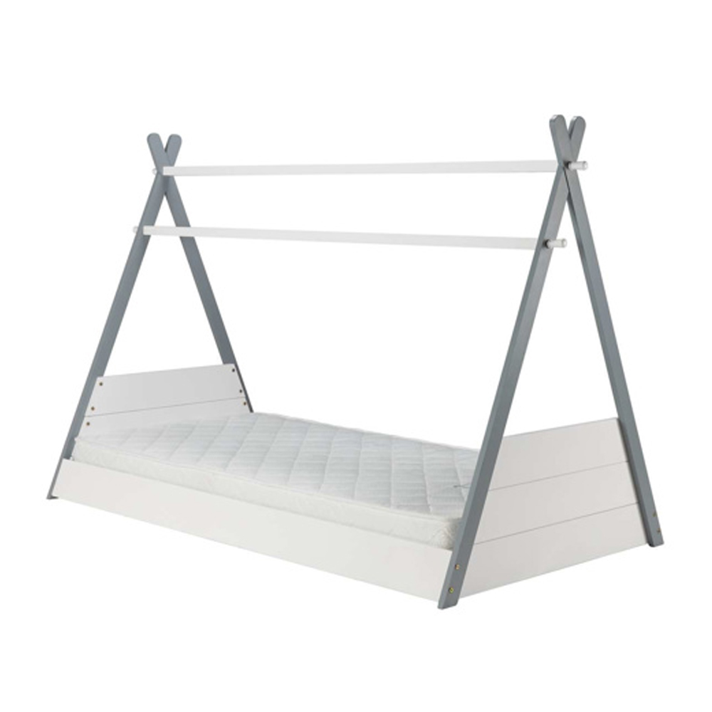 Tepees Wooden Children Single Bed In White And Grey
