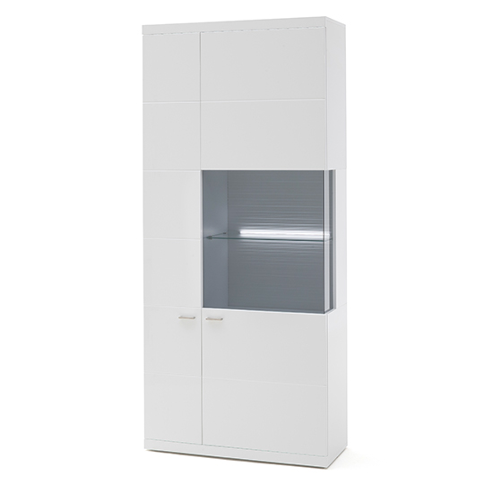 Tepic High Gloss Display In White With 2 Doors And LED